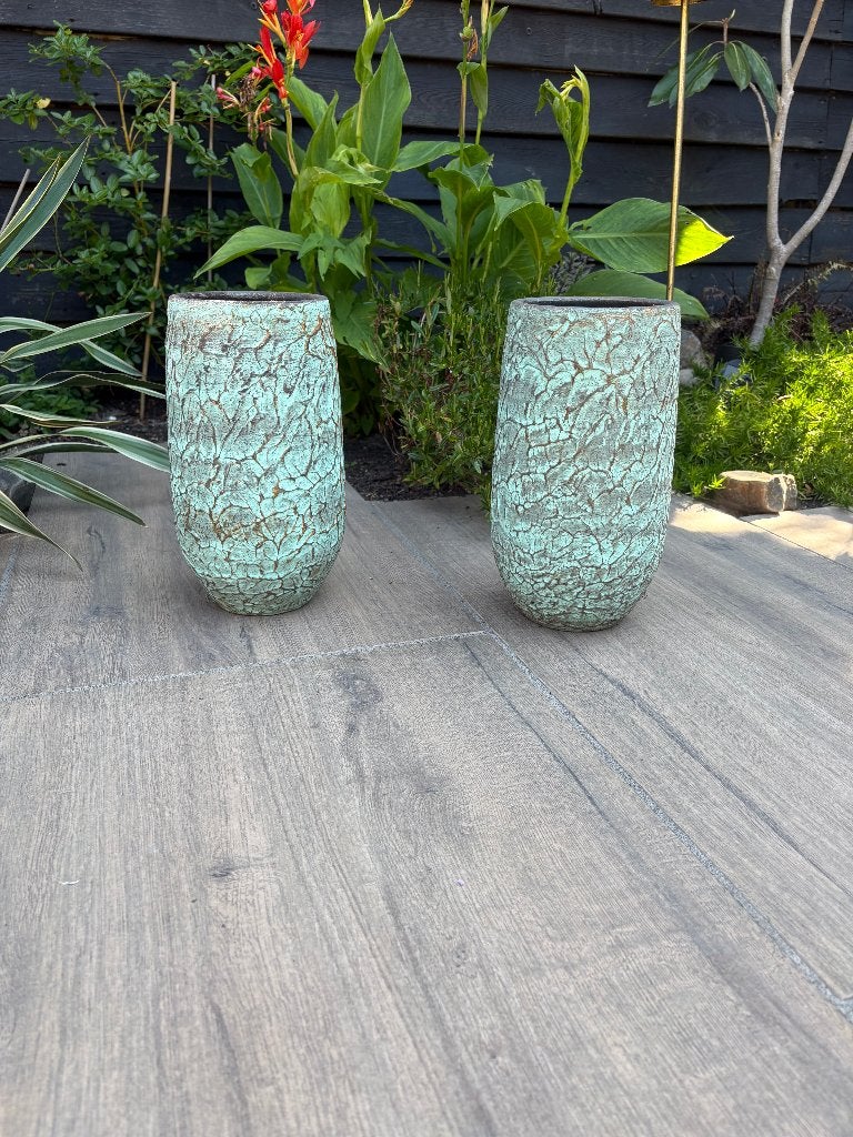 2 Keranmische potten, Tuin en Terras, Bloempotten, Ophalen, Rond, Binnen, Zo goed als nieuw