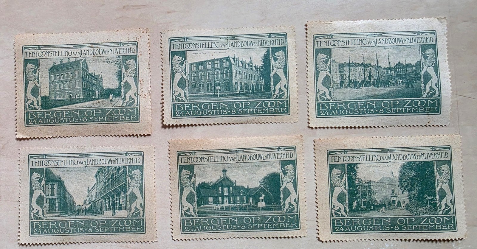 073) 6 ORIGINELE SLUITZEGELS BERGEN OP ZOOM 1912, Verzenden, Overige thema's