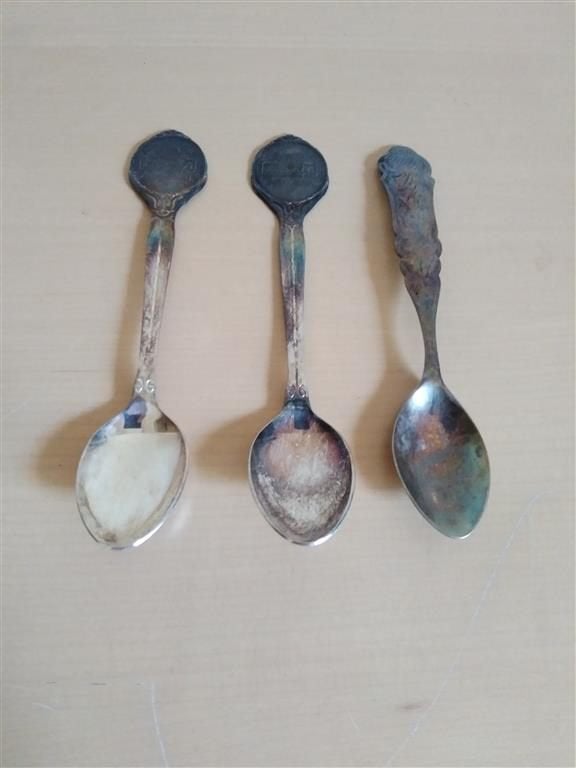 3 verzilverde lepeltjes uit o.a. Winschoten, Ophalen of Verzenden