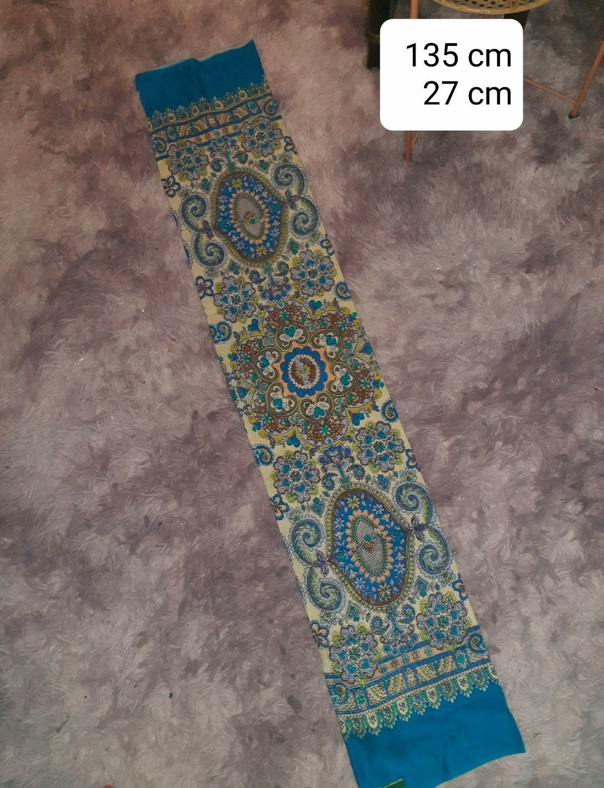 Sjaal met Paisley print - Blauw/Crème, Kleding | Dames, Mutsen, Sjaals en Handschoenen, Maat 38/40 (M), Ophalen of Verzenden, Zo goed als nieuw
