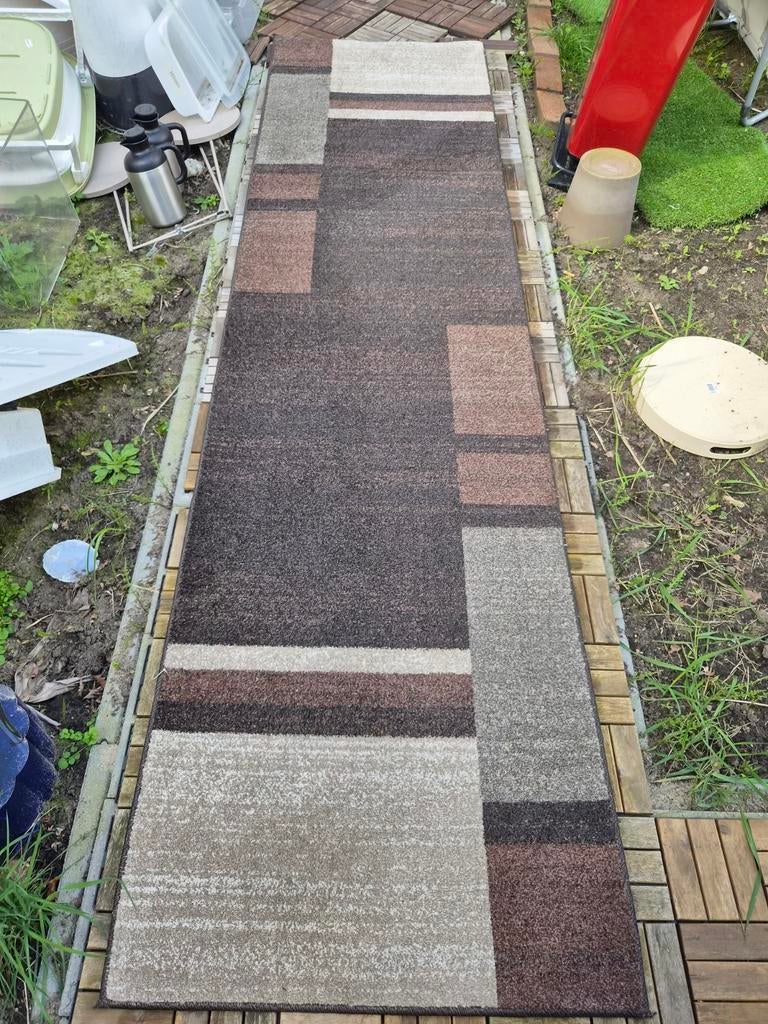 Bieden Zirve premium donkerbruin met grijs lang kleed mat ru, Ophalen of Verzenden