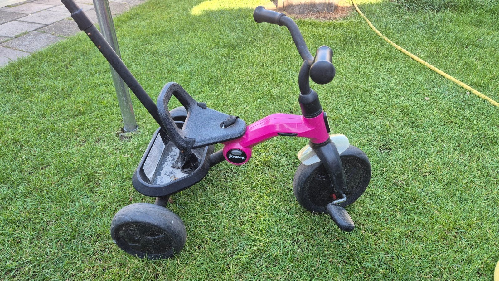 Joovy driewieler - Roze/Zwart met Duwstang, Fietsen en Brommers, Ophalen, Gebruikt, Joovy, Duwstang