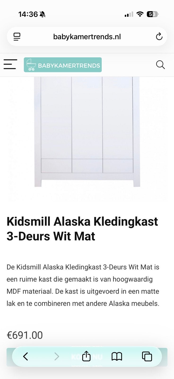 Foto 4 van Witte kledingkast met 3 deuren en 3 lades kidsmill alaska