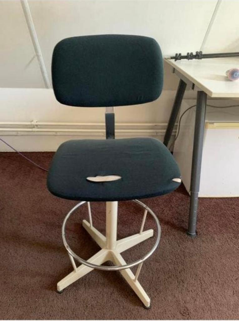 Vintage bureaustoel tekenstoel kruk, Ophalen of Verzenden, Gebruikt, Zwart
