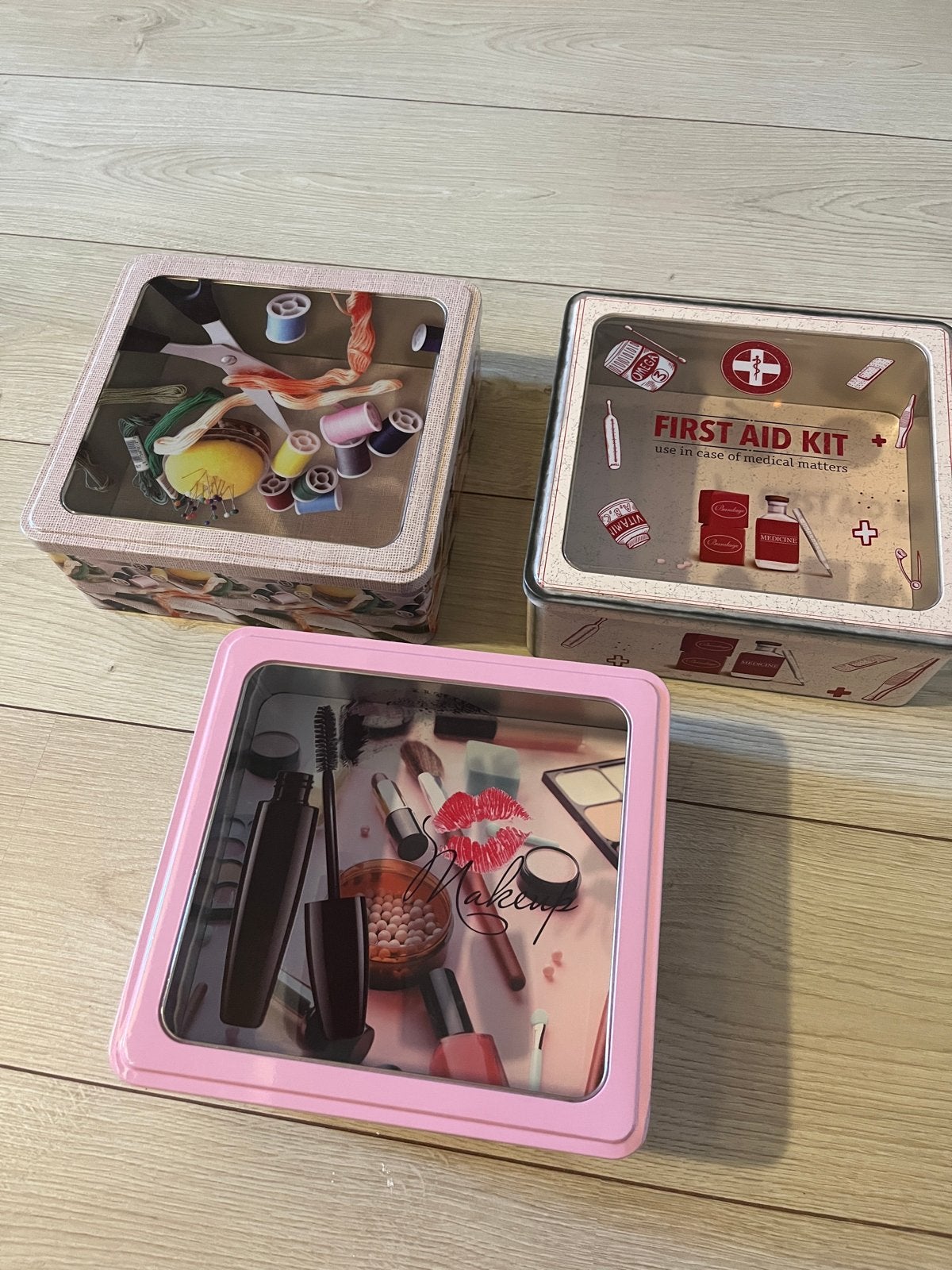 3 Opbergblikken: Make-up, Naaispullen & Medicijnen - Nieuw!, Ophalen, Nieuw, Metaal