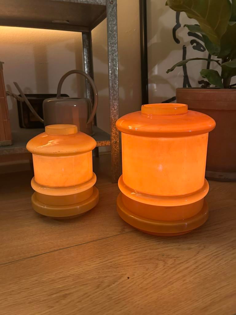 GEZOCHT oranje windlicht glas, Ophalen of Verzenden, Zo goed als nieuw, Oranje