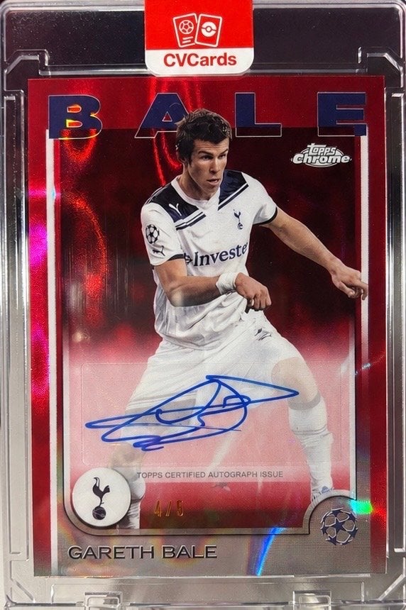 Gareth Bale /5 Auto 2024-25 Topps Chrome Red Tottenham, Verzamelen, Ophalen of Verzenden, Zo goed als nieuw, Buitenlandse clubs