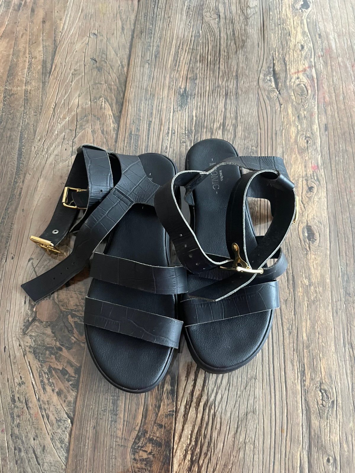 Sacha leren sandalen dames maat 39 zwart, Ophalen of Verzenden, Zo goed als nieuw, Zwart, Sandalen of Muiltjes