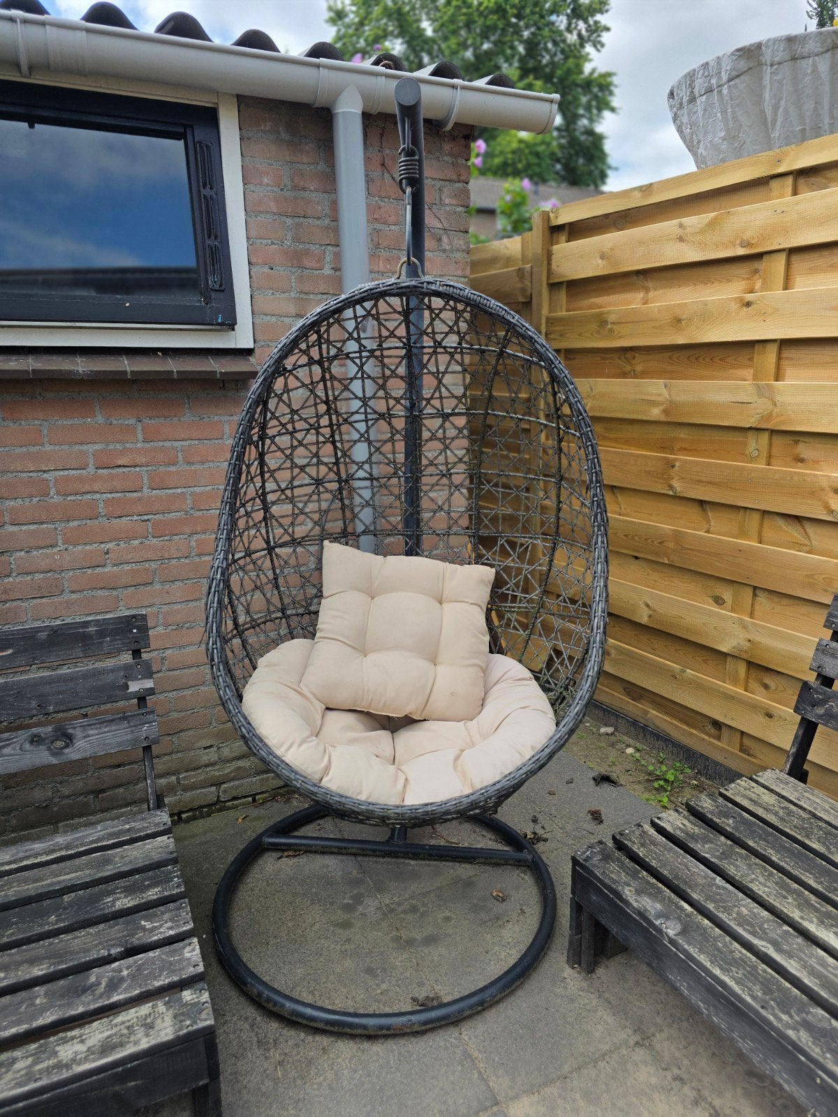Hangstoel ei, Tuin en Terras, Tuinstoelen, Ophalen, Gebruikt, Wicker