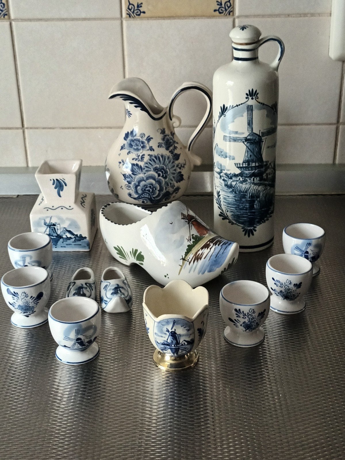 Set van  13-delige Delfsblauwe aardewerk, Ophalen of Verzenden