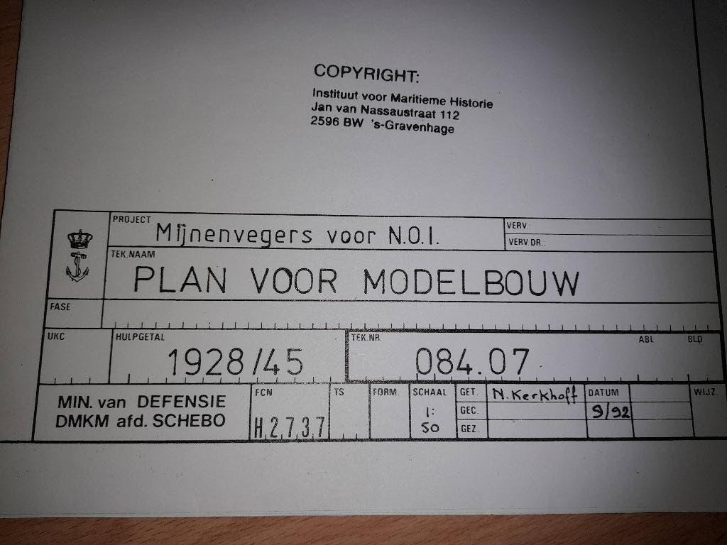 Bouwplan Mijnenveger Nederlands Indië, Hobby en Vrije tijd, Modelbouw | Boten en Schepen, Ophalen, Zo goed als nieuw, Overige merken