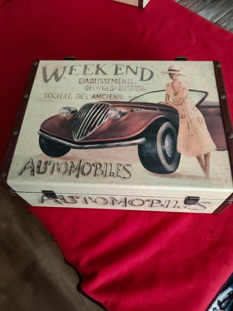 2-delige Houten Kofferset - Vintage Stijl, Ophalen of Verzenden