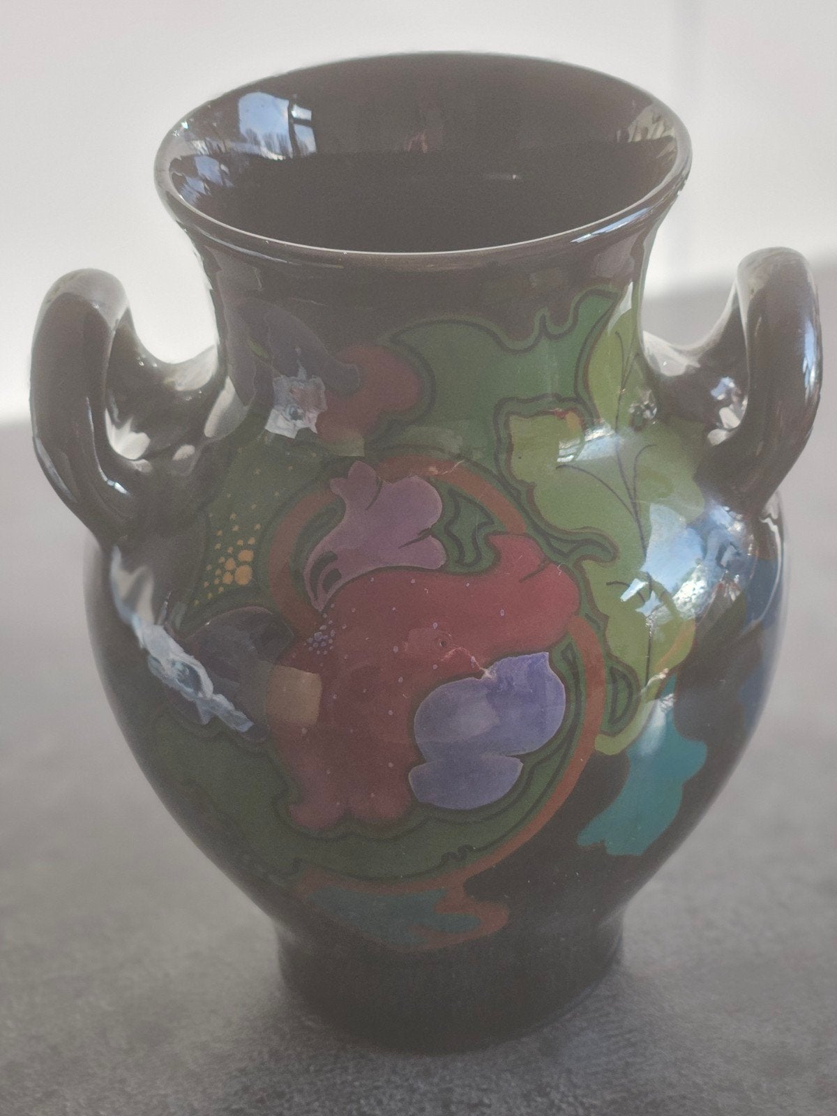 Antieke Regina Gouda Holland vaas met bloemmotief, Antiek en Kunst, Ophalen of Verzenden