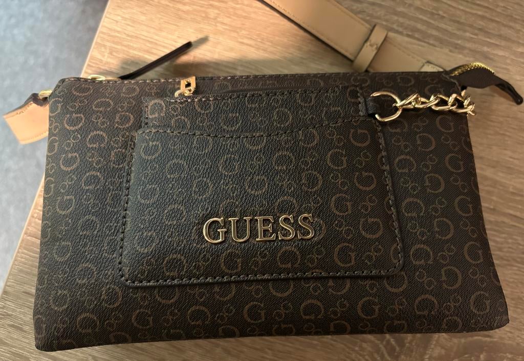 Gloednieuwe Guess schoudertas met labels, Ophalen, Nieuw, Bruin, Overige merken