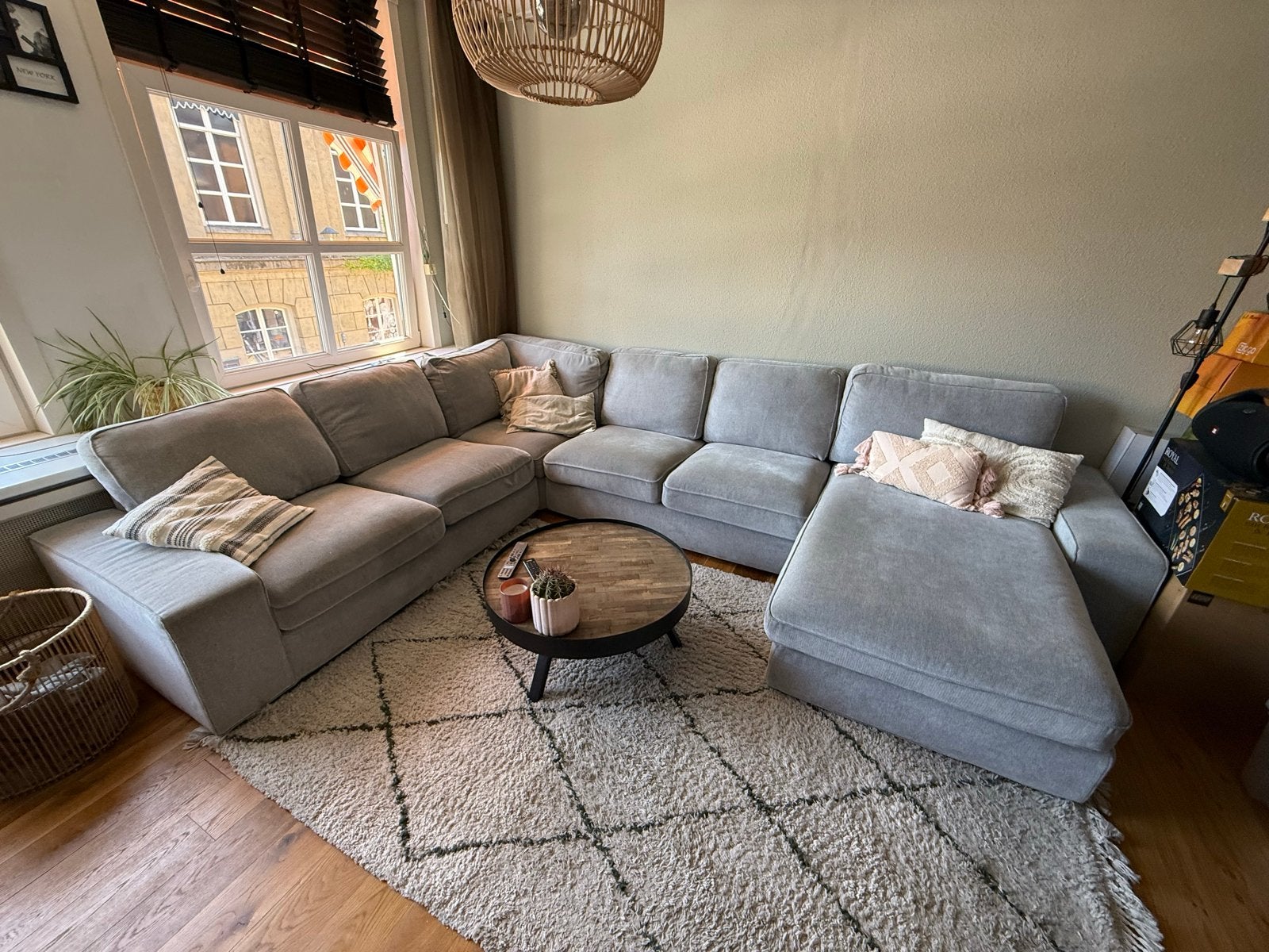 IKEA KIVIK 5-zits hoekbank met chaise longue, Ophalen, Gebruikt, 100 tot 125 cm, Hoekbank