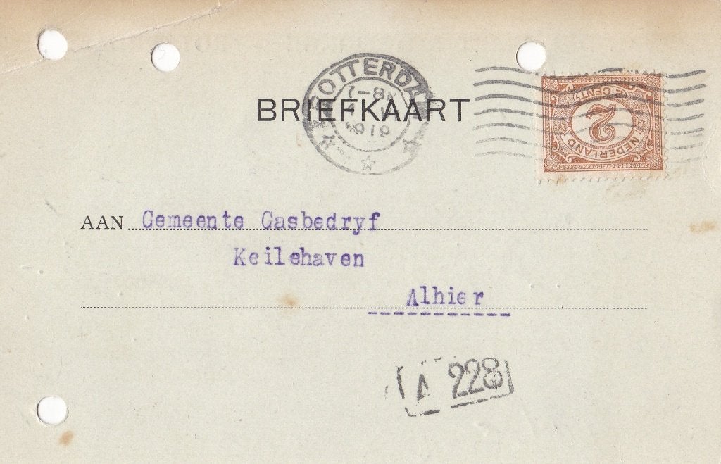Briefkaart – Rotterdam – Rotterdam – 1919, Verzenden, Briefkaart
