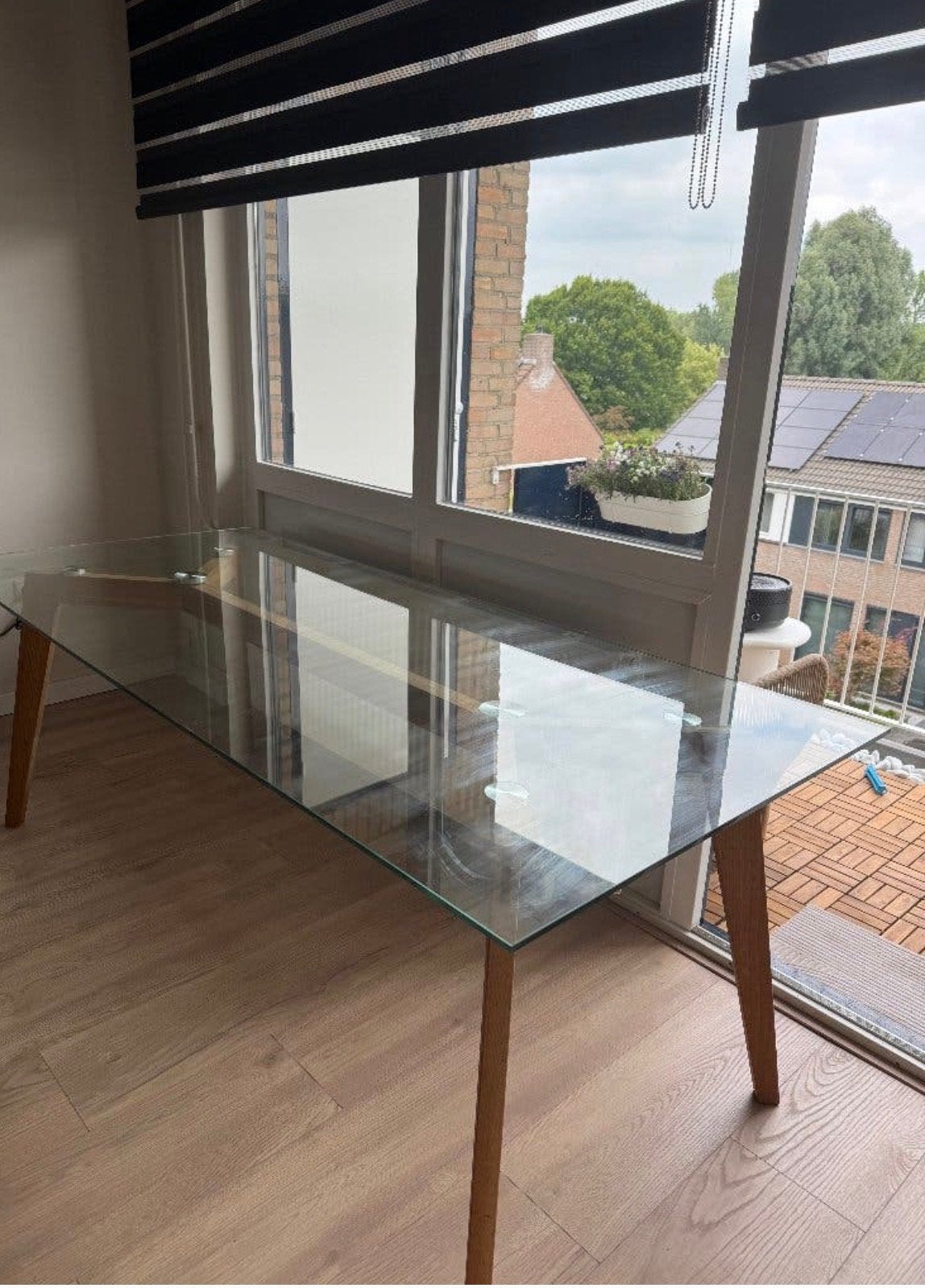 Eettafel met glaze blad, Ophalen, Gebruikt, 50 tot 100 cm, Glas