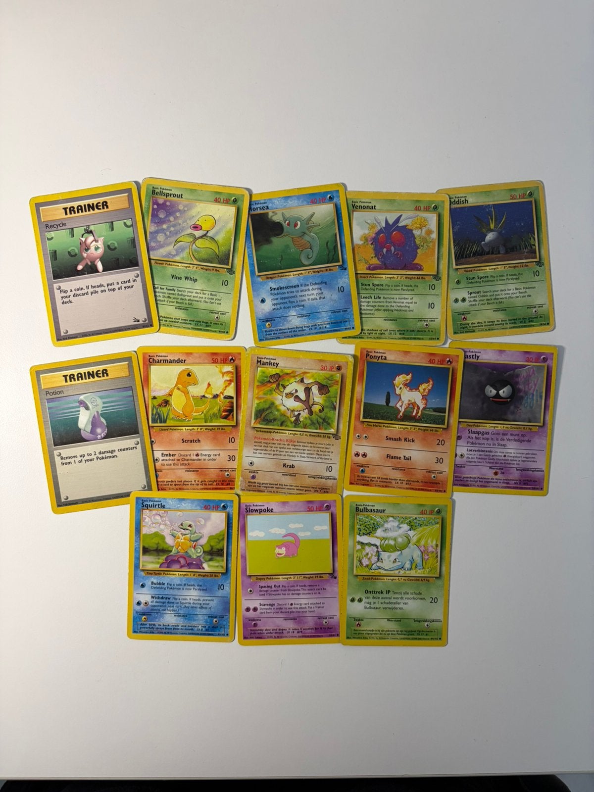Pokemon kaarten - 13x Vintage (base set, Jungle, Fossil), Verzenden, Gebruikt, Meerdere kaarten