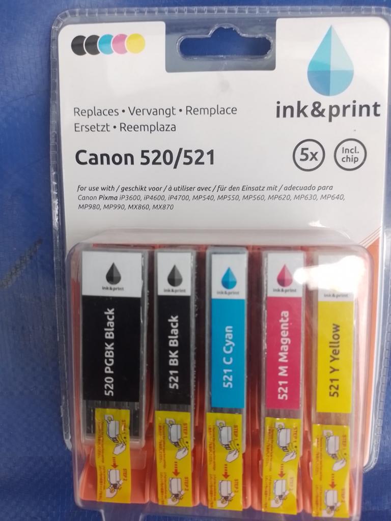 Inkt & Print Cartridges Canon 520/521 (5-pack), Ophalen of Verzenden, Nieuw, Cartridge, Ink & Print