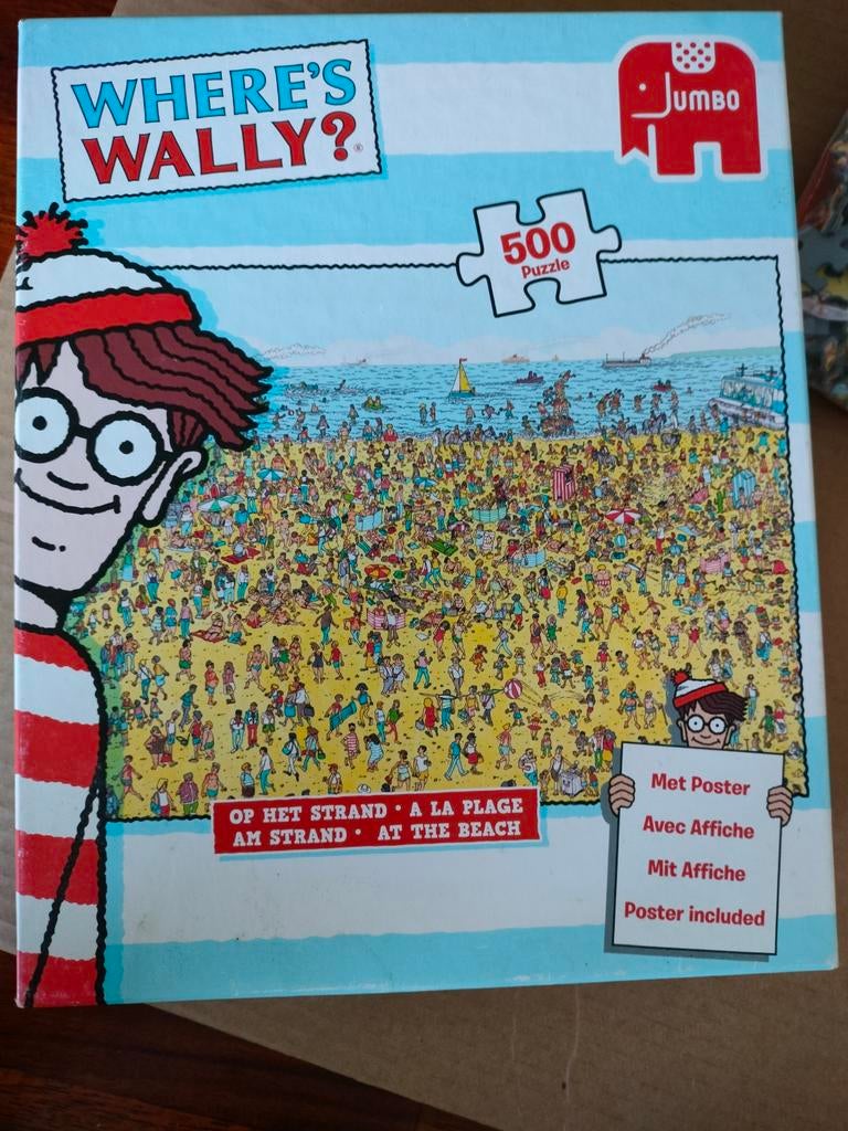 Puzzel, Waar is Wally, op het strand, Ophalen of Verzenden, 500 t/m 1500 stukjes