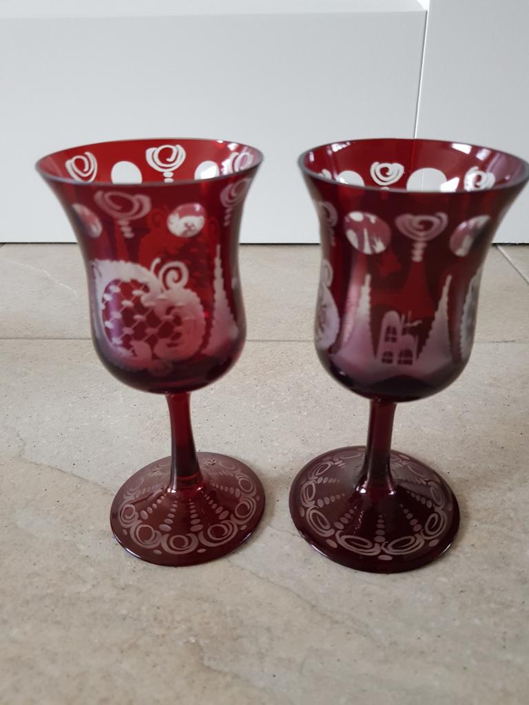Bohemian egermann rood glas, Ophalen of Verzenden