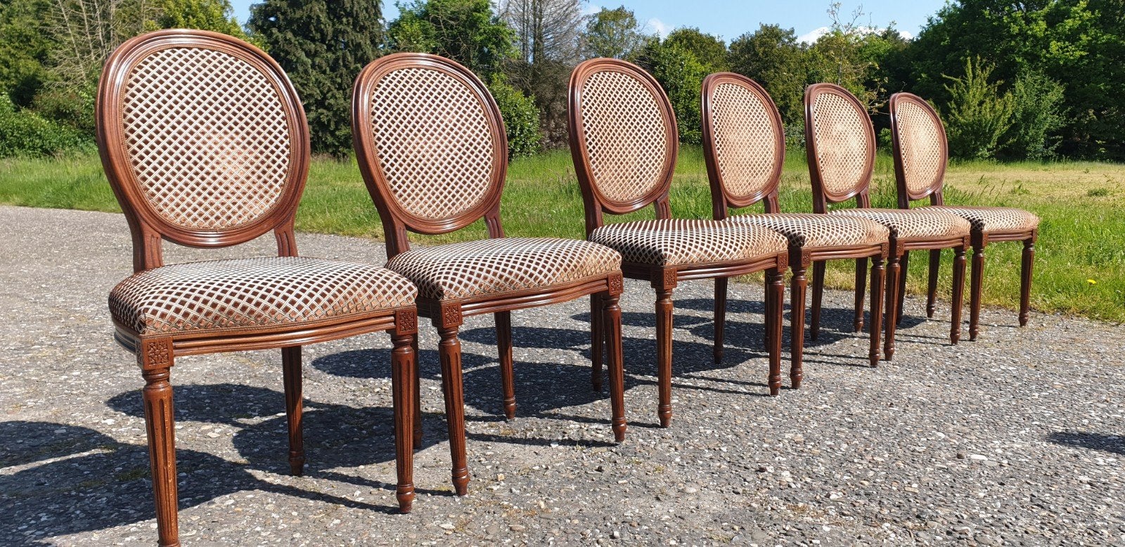 6 Medaillon Eetkamerstoelen - Klassiek Design, Ophalen, Bruin, Vier