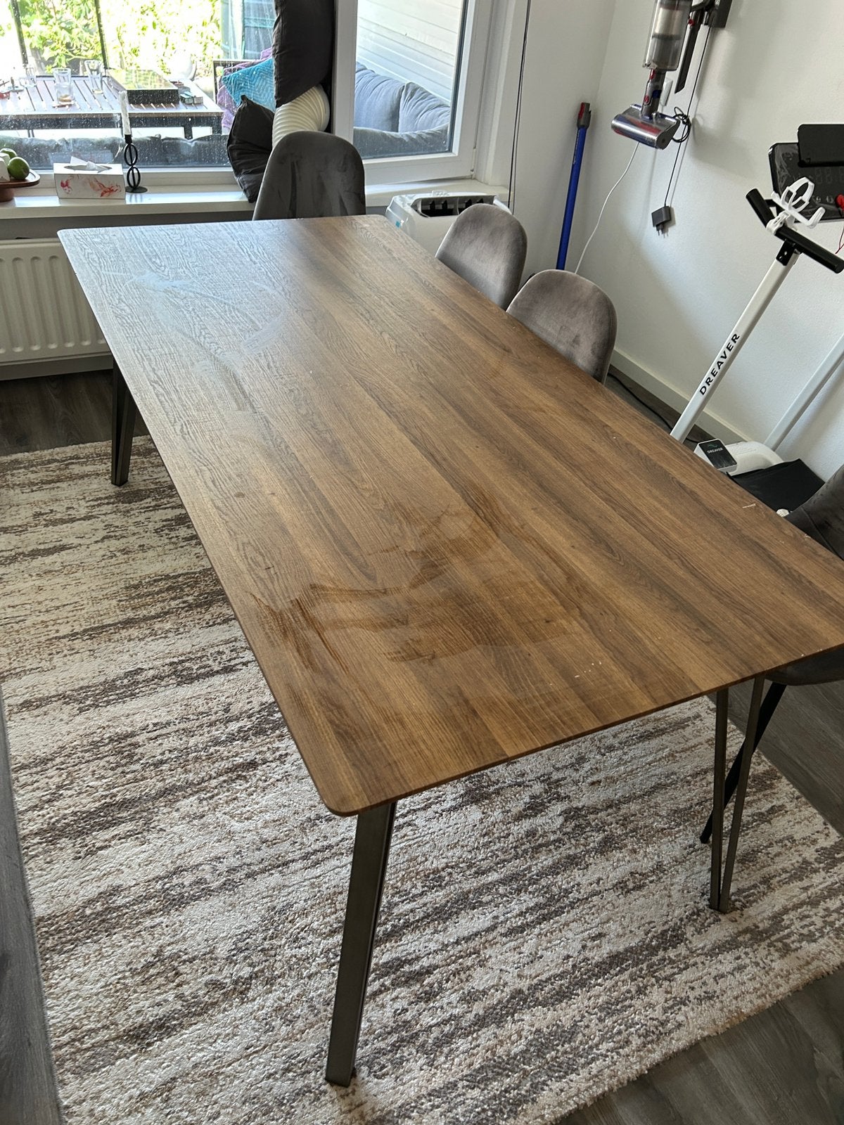 Eettafel & stoelen, Huis en Inrichting, Tafels | Eettafels, Ophalen, Zo goed als nieuw, Rechthoekig, 50 tot 100 cm