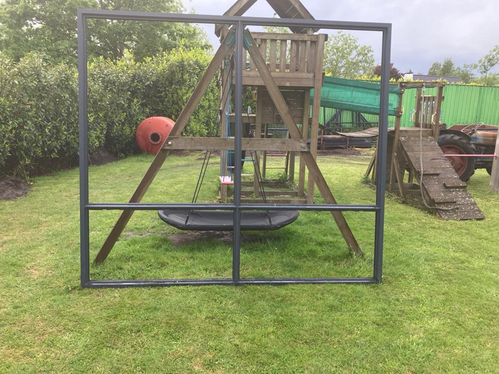 Aluminium steel lock  kozijn vast glas, Ophalen of Verzenden, Zo goed als nieuw, Overige typen, 160 cm of meer