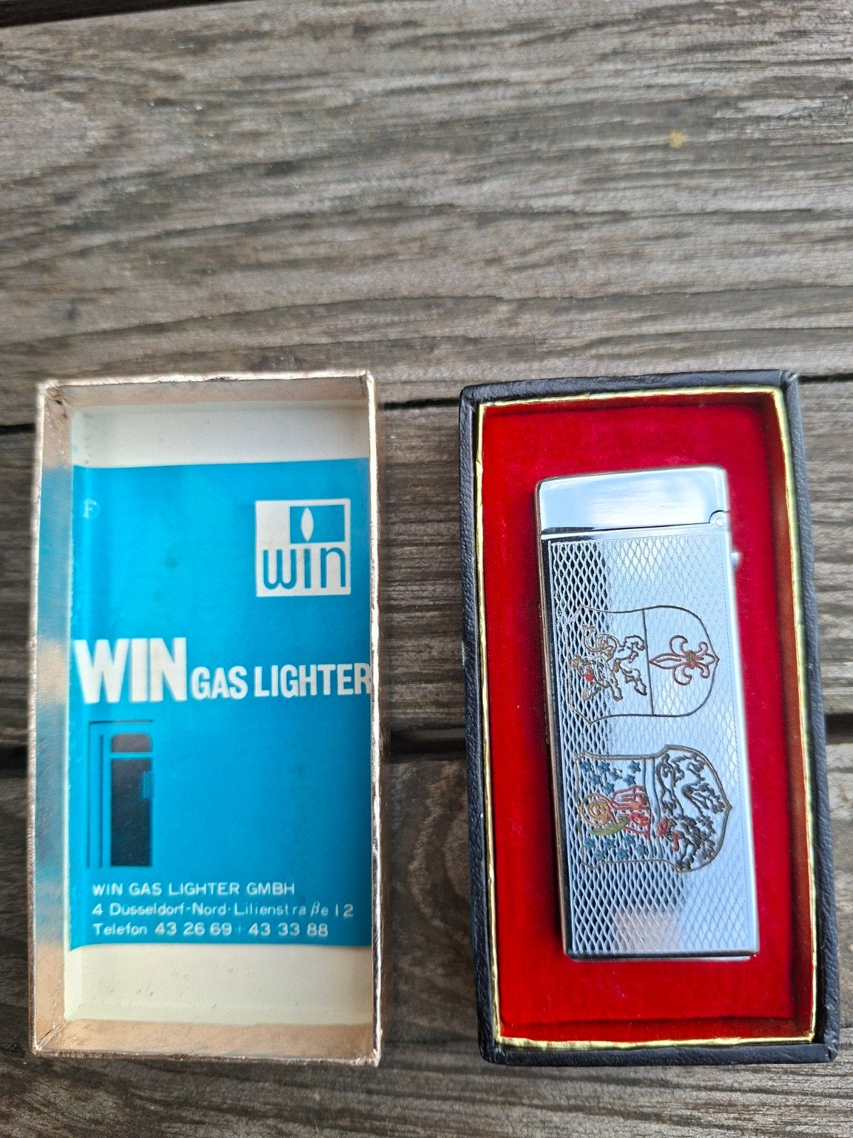 Vintage Gas aansteker met wapen Roermond, Verzamelen, Rookartikelen, Aanstekers en Luciferdoosjes, Ophalen of Verzenden, Zo goed als nieuw