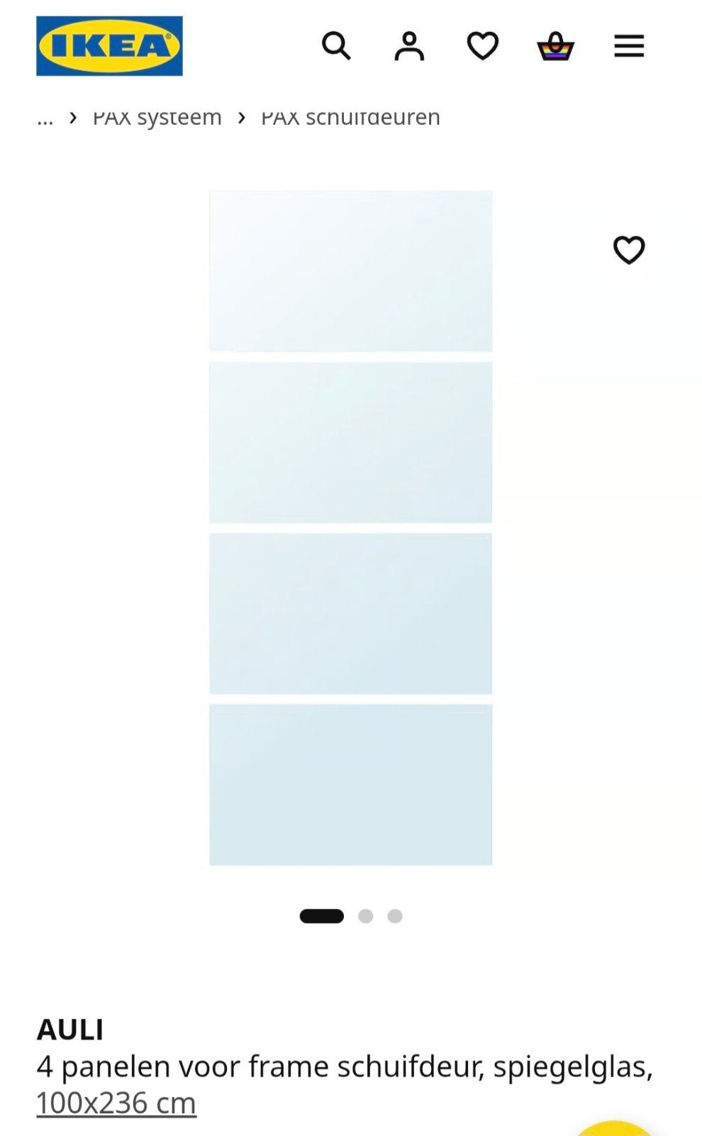 Panelen nieuw voor Ikea Pax schuifdeur, spiegel en walnoot, Ophalen, Nieuw, 50 tot 75 cm, 200 cm of meer