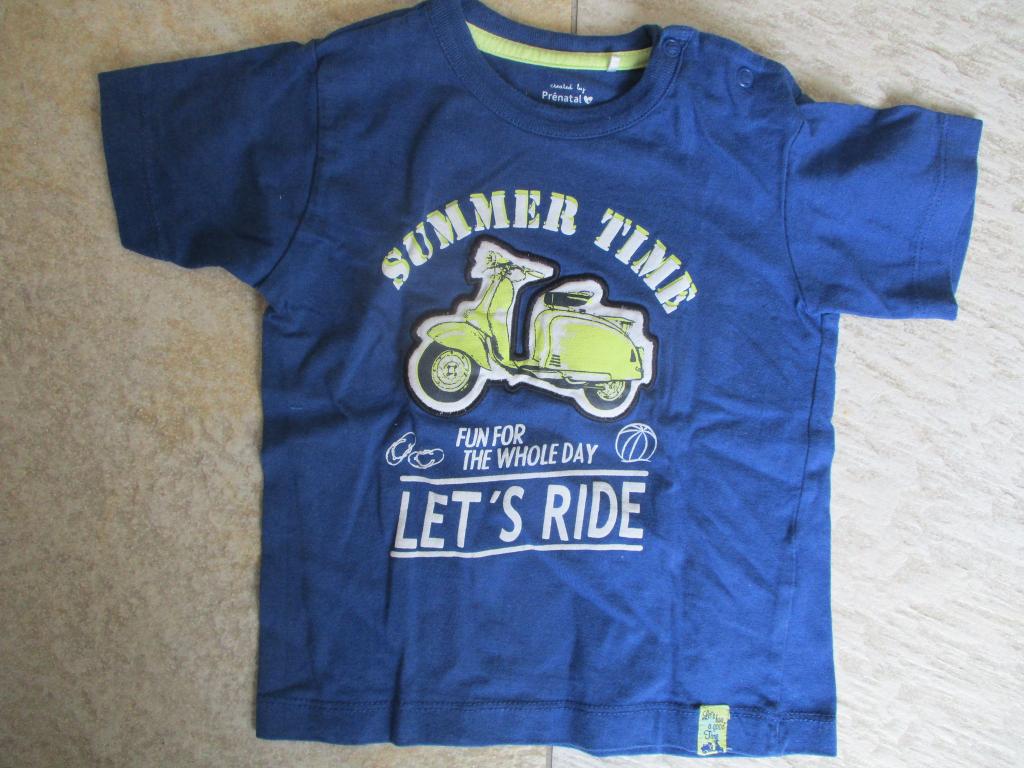 Prenatal T-shirt blauw scooter maat 86 shirt korte mouwen, Kinderen en Baby's, Babykleding | Maat 86, Ophalen of Verzenden, Zo goed als nieuw