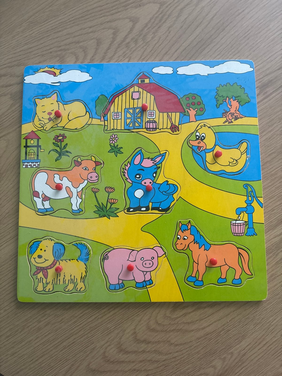 Houten boerderij puzzel met dieren voor kinderen, Ophalen of Verzenden, Gebruikt, Overige typen