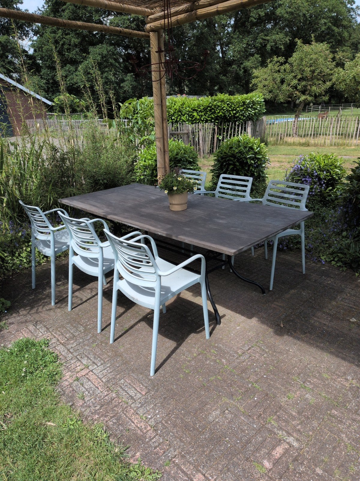 Natuurstenen tafel 220 maal 90, Ophalen, Gebruikt, Rechthoekig, Overige materialen