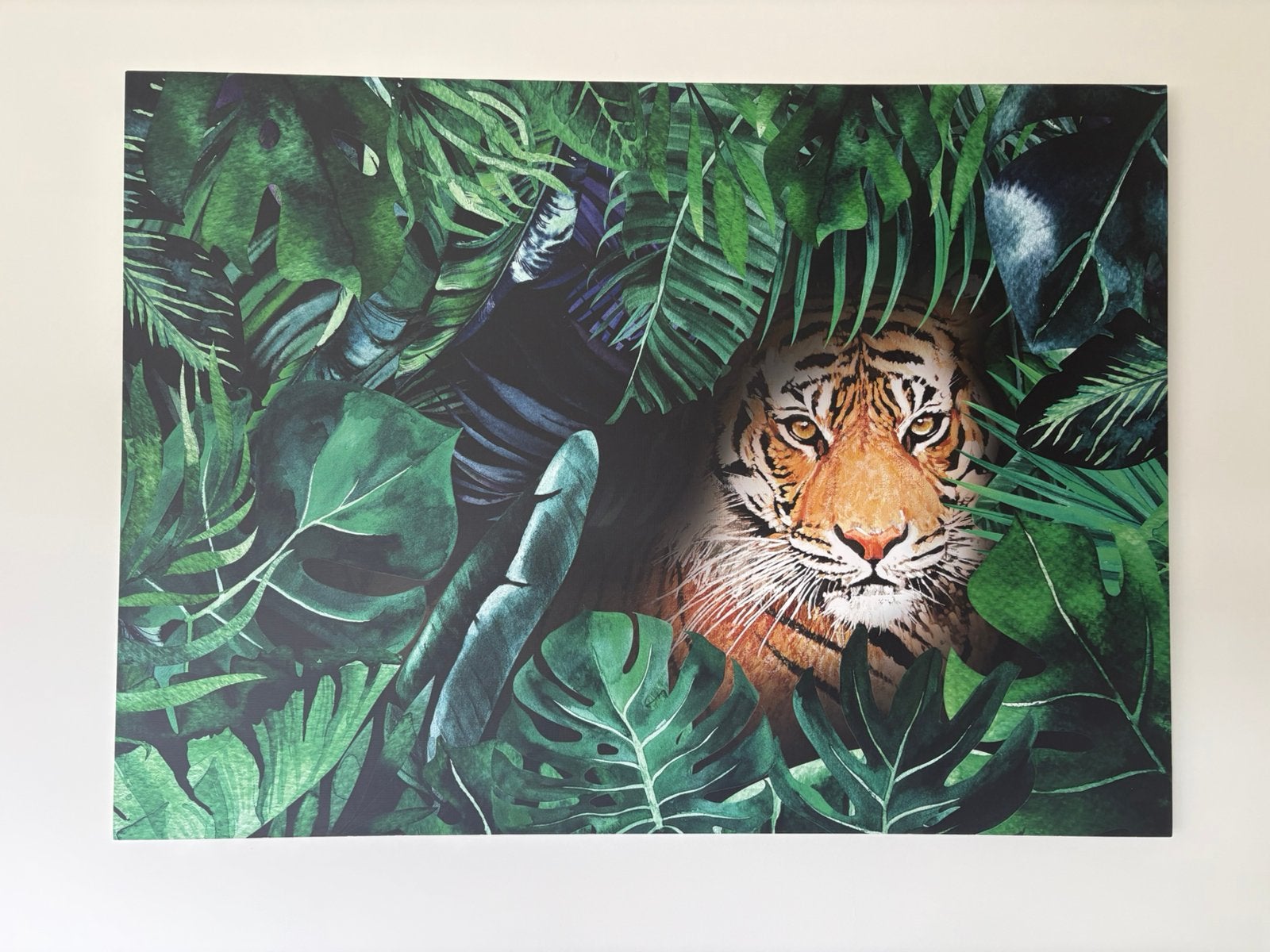 Schilderij van een tijger in de jungle, Ophalen, Overige materialen, Dieren