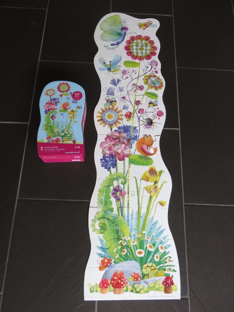 Puzzel 39stukjes Flower tower, Crocodile Creek, ca 1,2 meter, Kinderen en Baby's, Ophalen of Verzenden, 10 tot 50 stukjes, Zo goed als nieuw