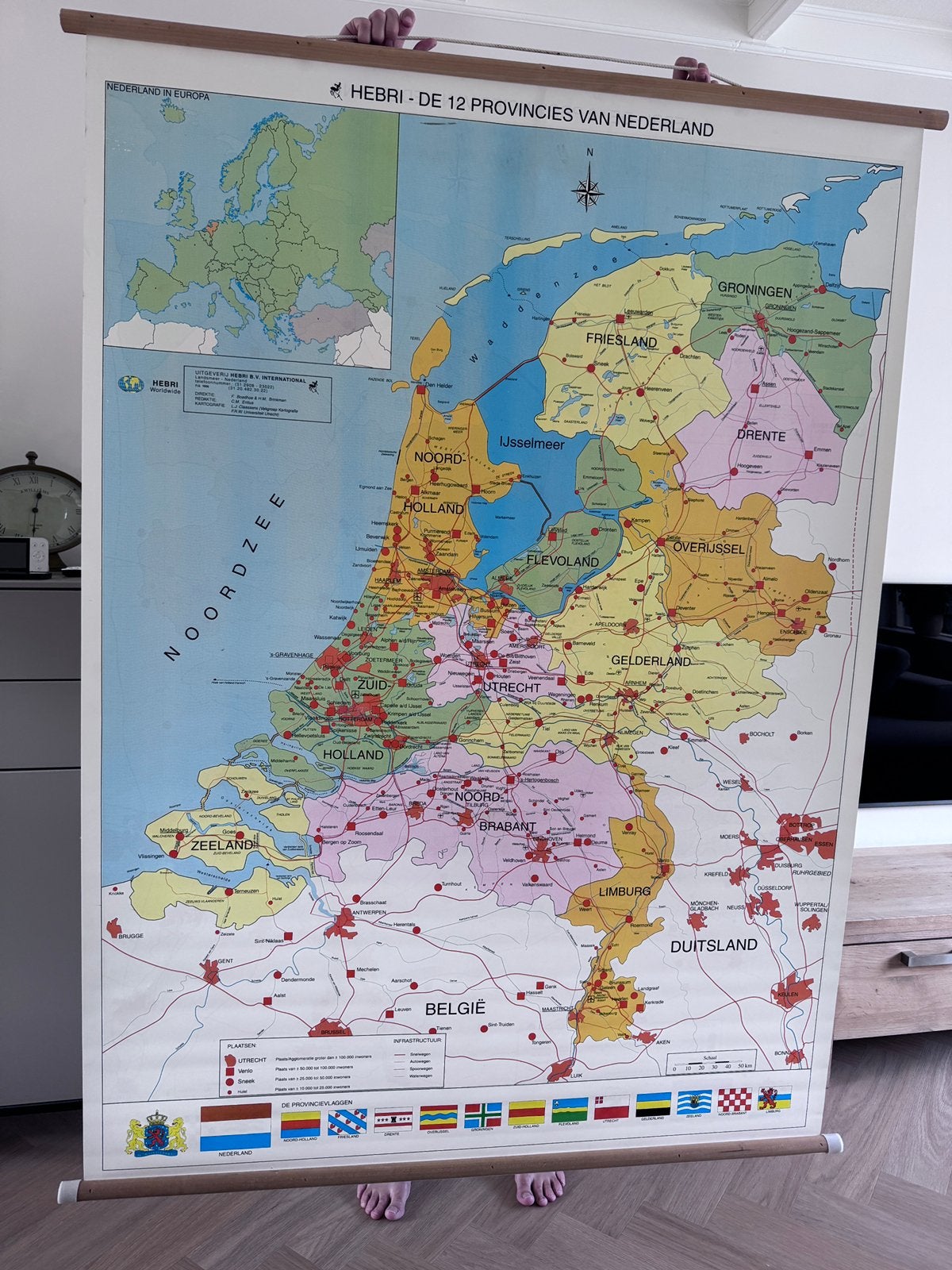 Nederlands landkaart, Antiek en Kunst, Ophalen, Aardrijkskunde