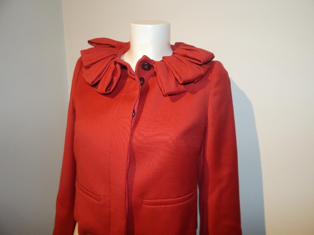 Valentino red wollen cerise rood jasje kraag stroken stofI42, Verzenden, Zo goed als nieuw, VALENTINO, Jasje
