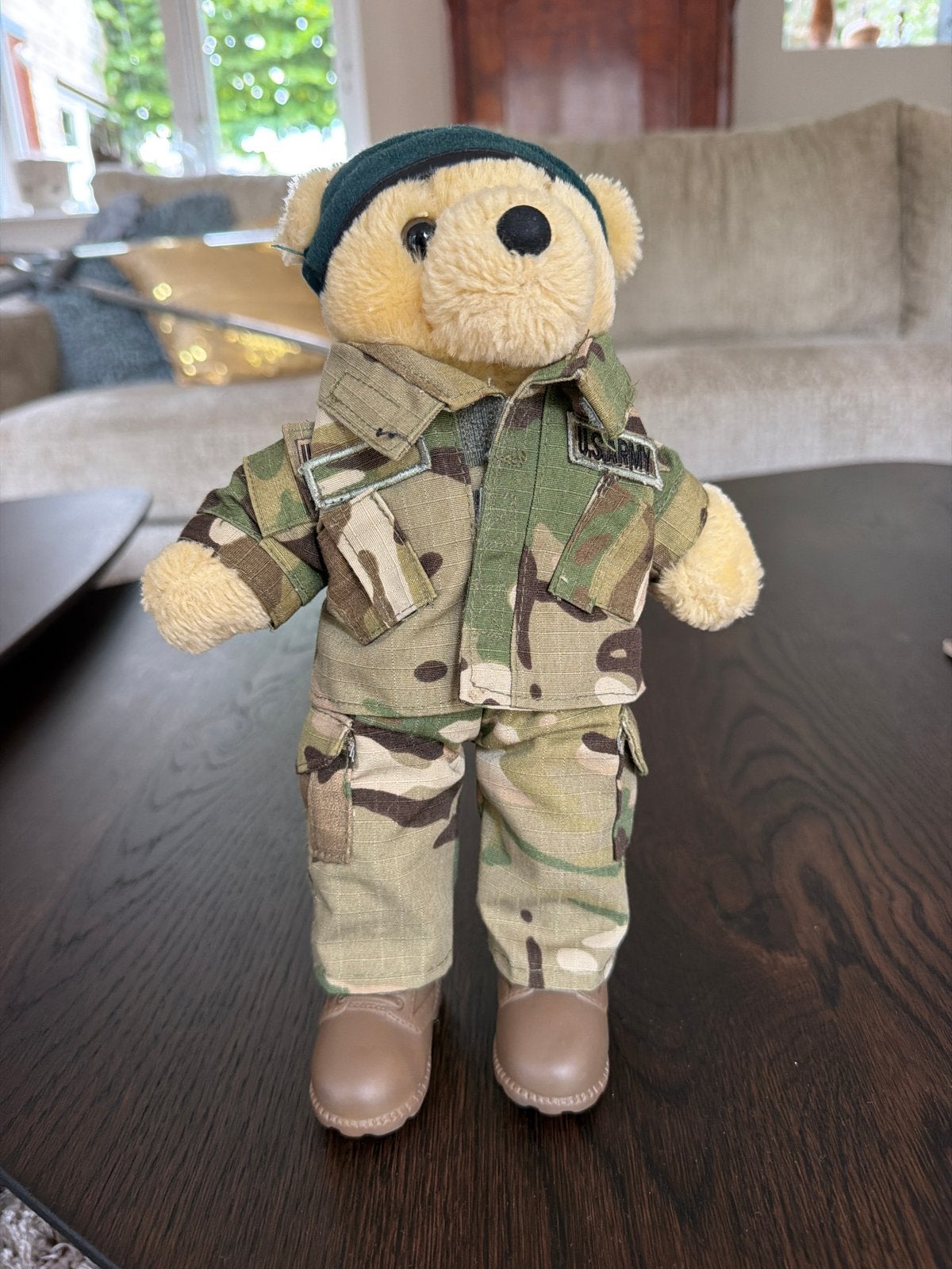 Knuffelbeer in US Army uniform - Zo goed als nieuw, Overige merken, Overige karakters, Beer, Ophalen of Verzenden