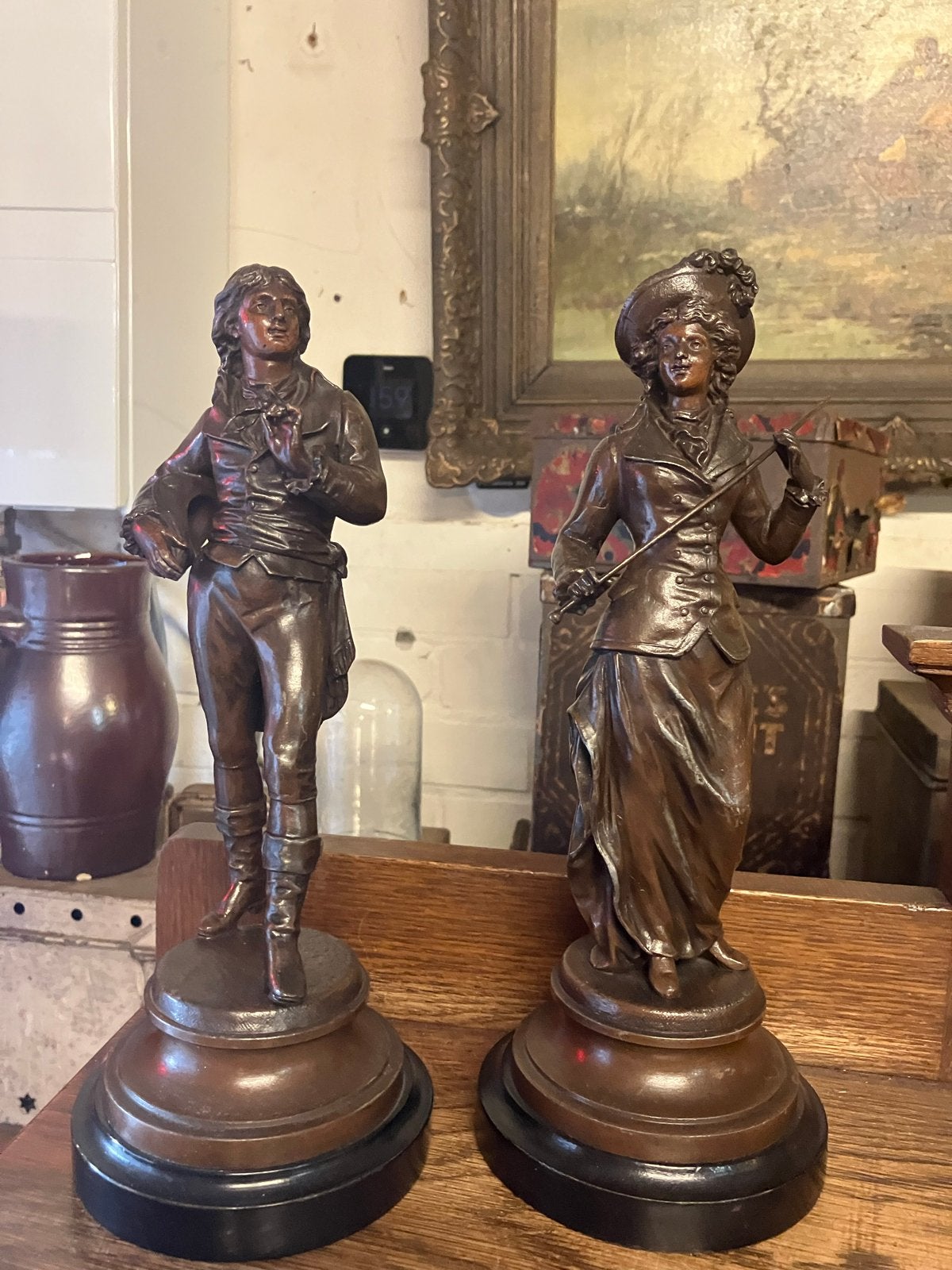 Schitterend paar zamak beeldjes: Man en Vrouw (27 cm), Ophalen of Verzenden, 20 - 50 cm, Beeld, Man