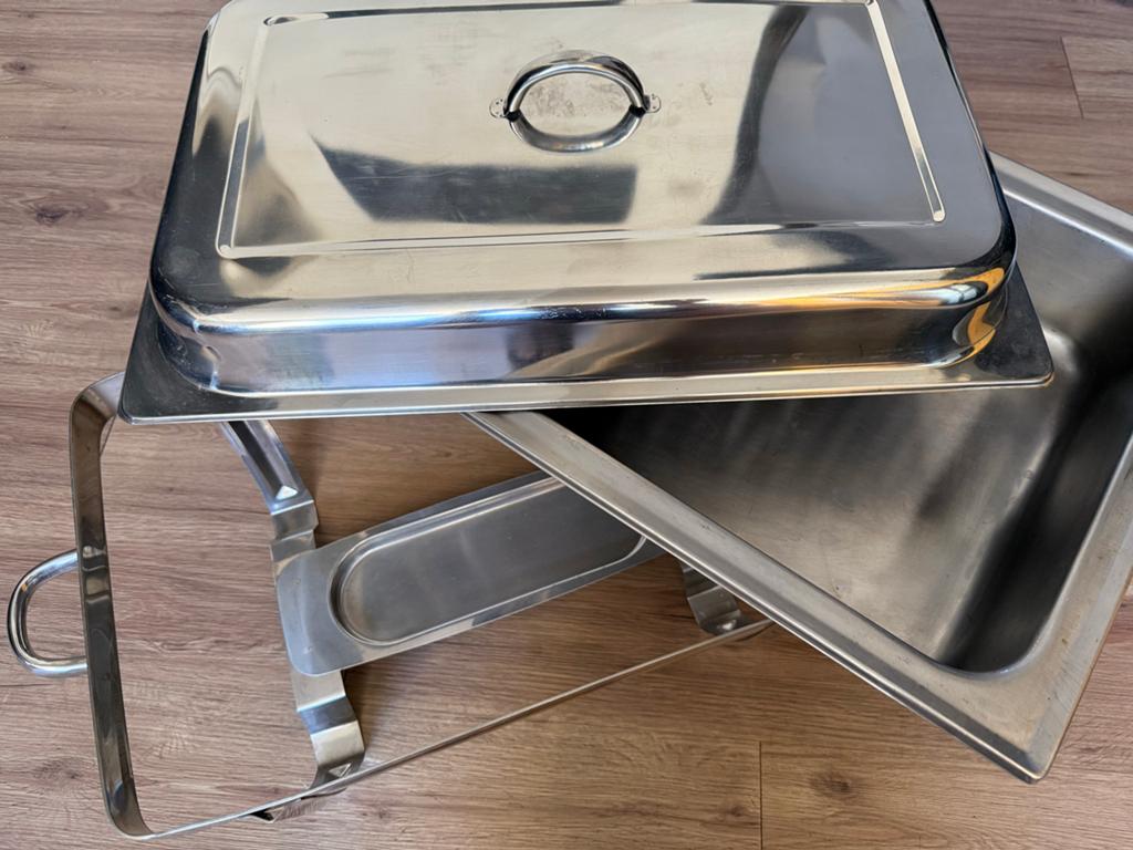 Warmhoudbak RVS met deksel en onderstel, Ophalen of Verzenden, Gebruikt