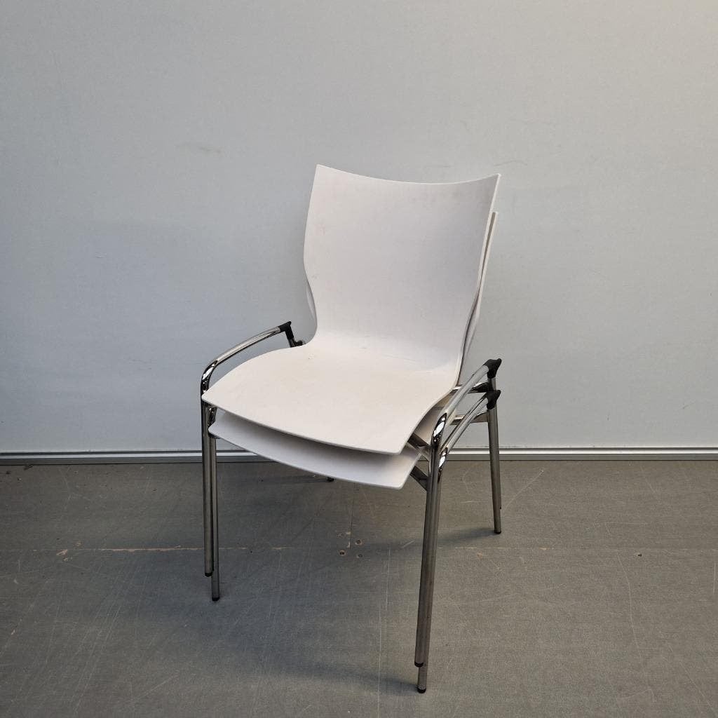 set 2x Casala stoel / kantoorstoelen - kunststof wit, Ophalen, Gebruikt, Kunststof, Vijf, Zes of meer stoelen