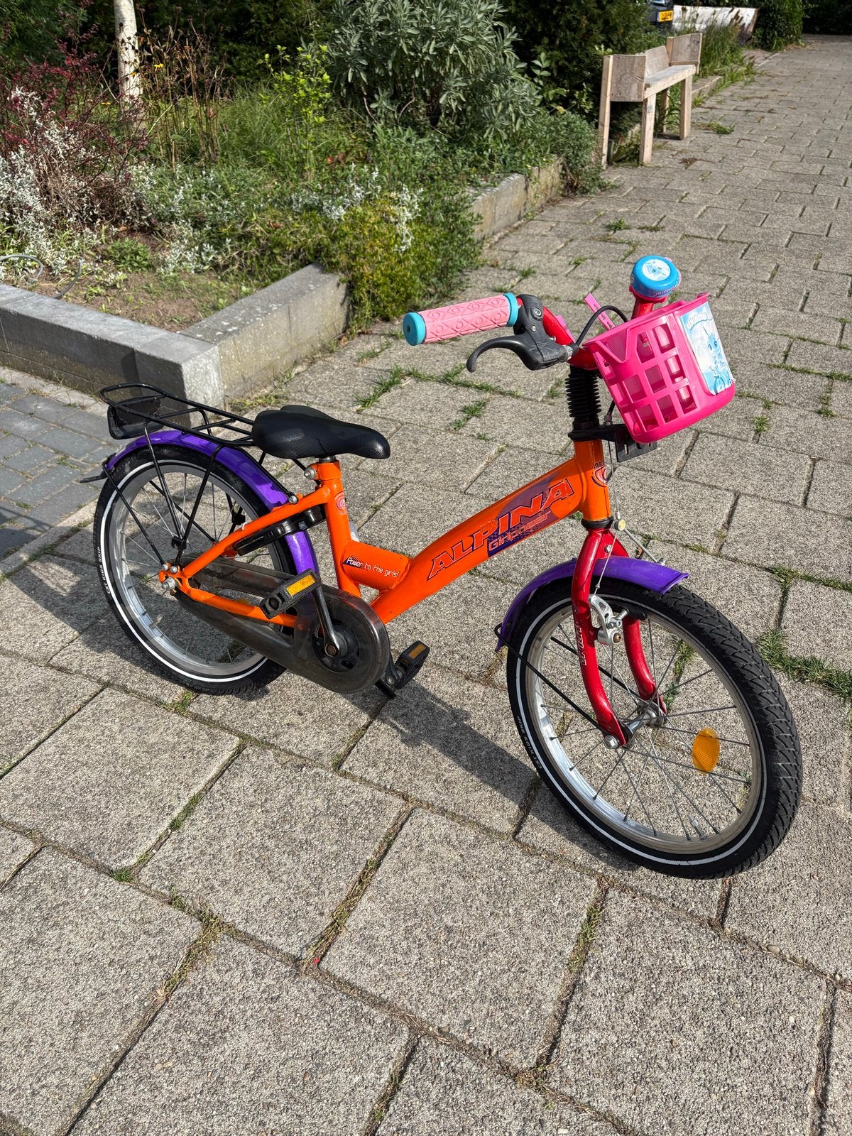 Alpina Girlpower kinderfiets - 18 inch, Ophalen, Gebruikt, Velgrem, 16 tot 20 inch