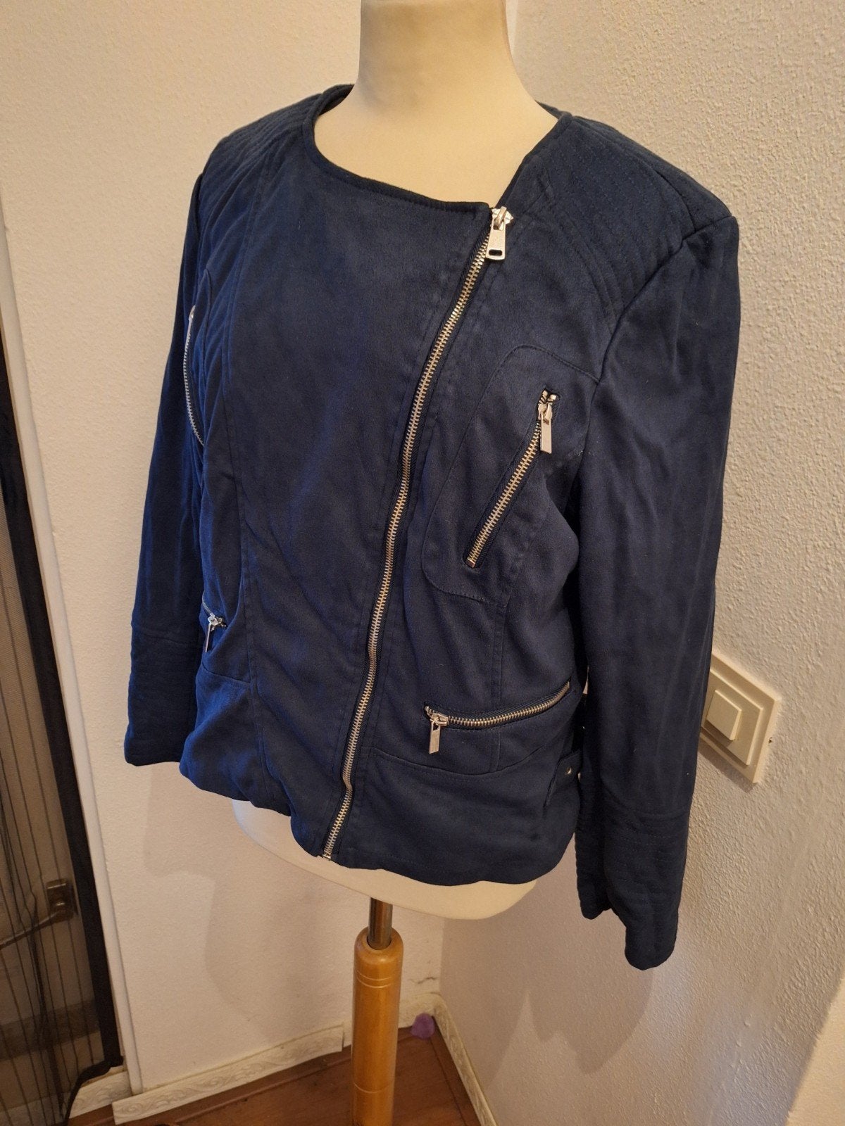 MS Mode Donkerblauwe Jas Maat 44, Blauw, Maat 42/44 (L), Ophalen of Verzenden, Zo goed als nieuw