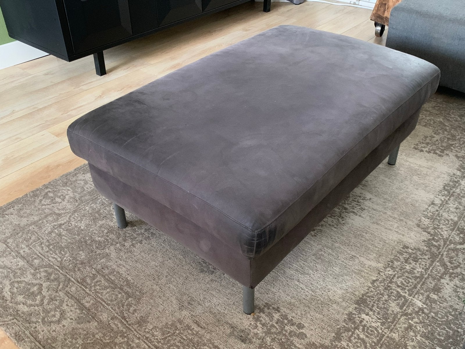 Donker aubergine poef/voetenbank - 105x67x38cm, Ophalen, Gebruikt, 100 tot 125 cm, Stof