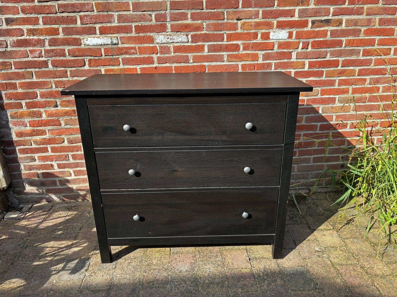 Donkerbruine ladekast met 3 laden - 97x51x101 cm, Ophalen, Gebruikt, 100 tot 150 cm, 50 tot 100 cm