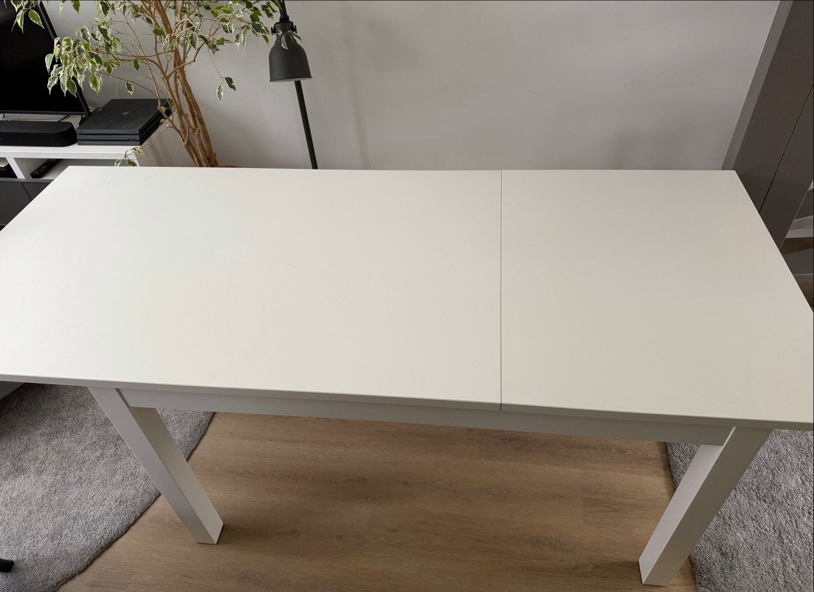 Witte eettafel met uitschuifbaar blad, Huis en Inrichting, Ophalen, 100 tot 150 cm, 50 tot 100 cm, Zo goed als nieuw