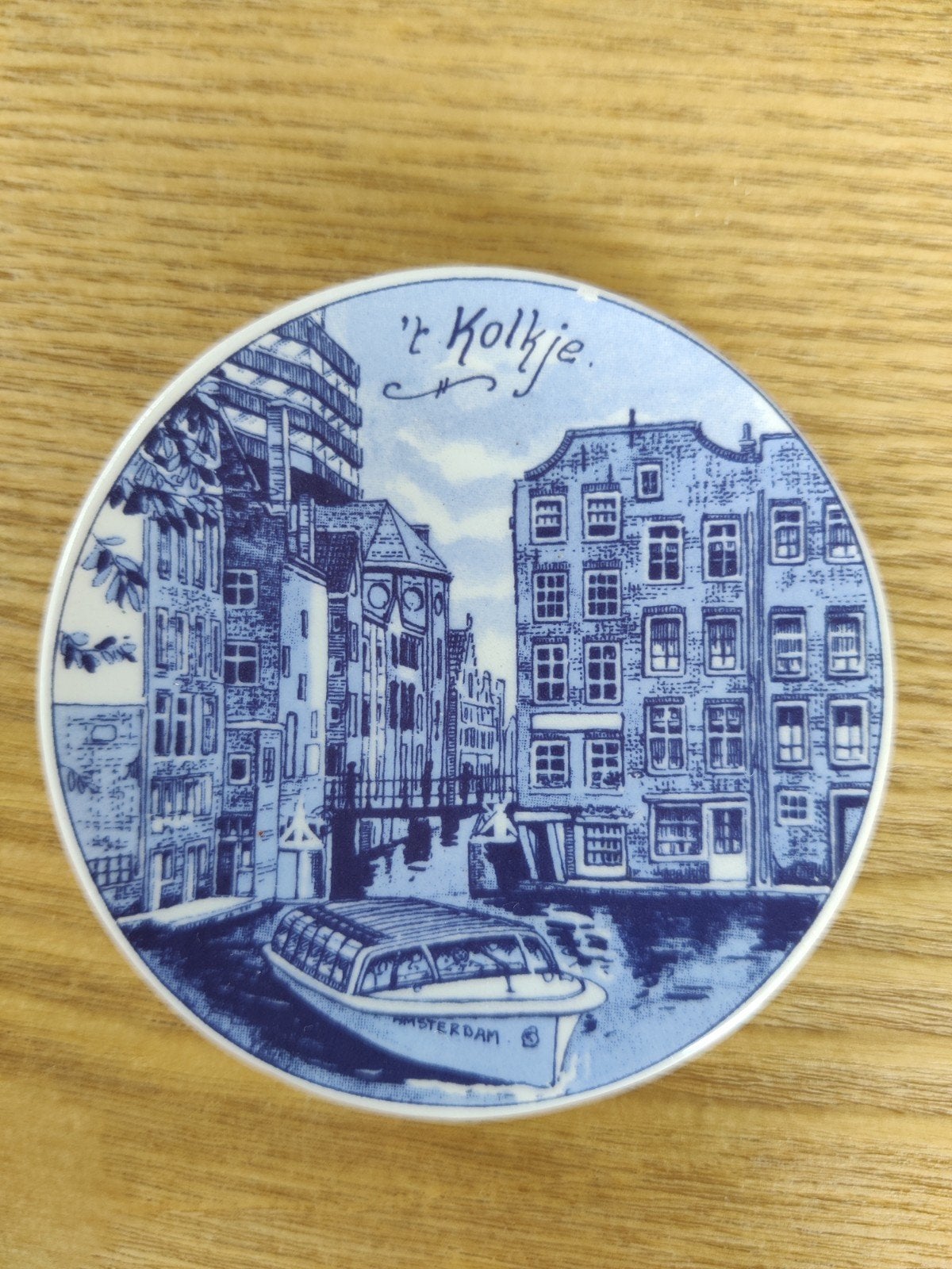 Delfts Blauw Delfino Holland 't Kolkje Amsterdam bordje, Ophalen of Verzenden
