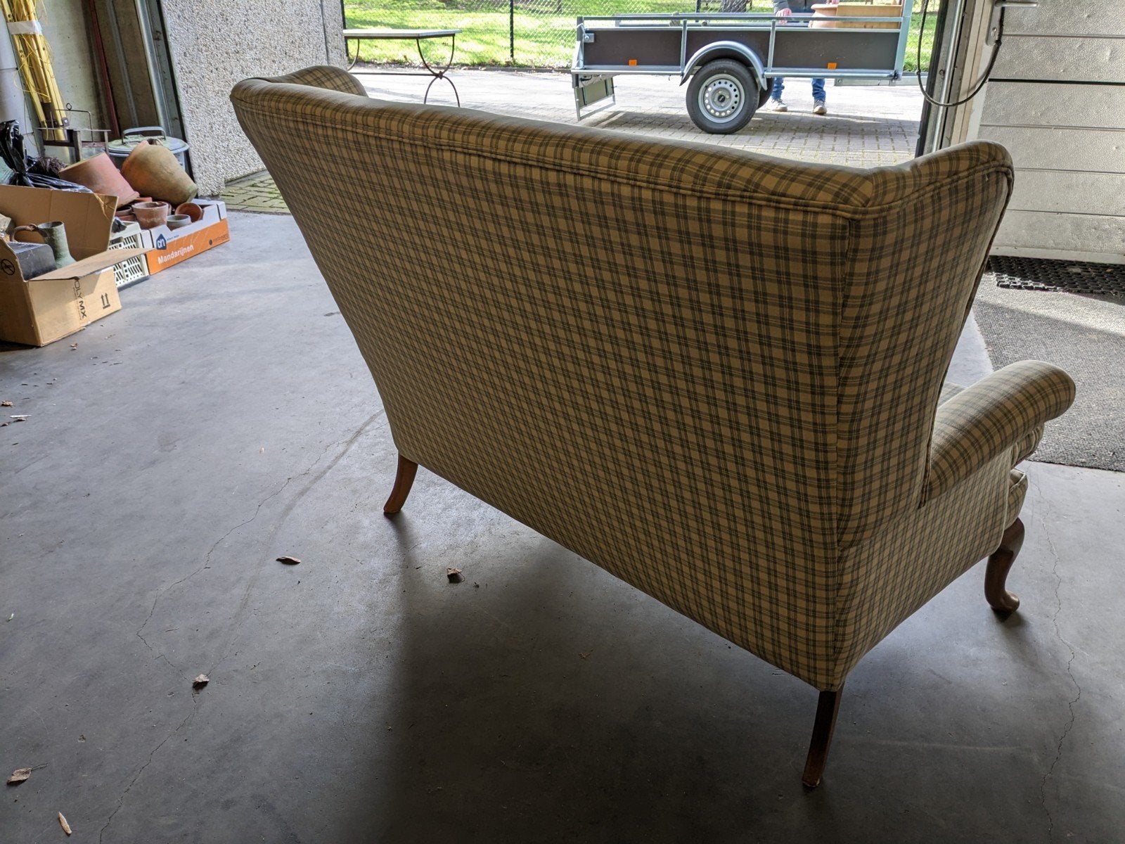 Tweedepersoons bankje, geruit, 130x85x95 cm, Gebruikt, Tweepersoons, 75 tot 100 cm, Ophalen of Verzenden