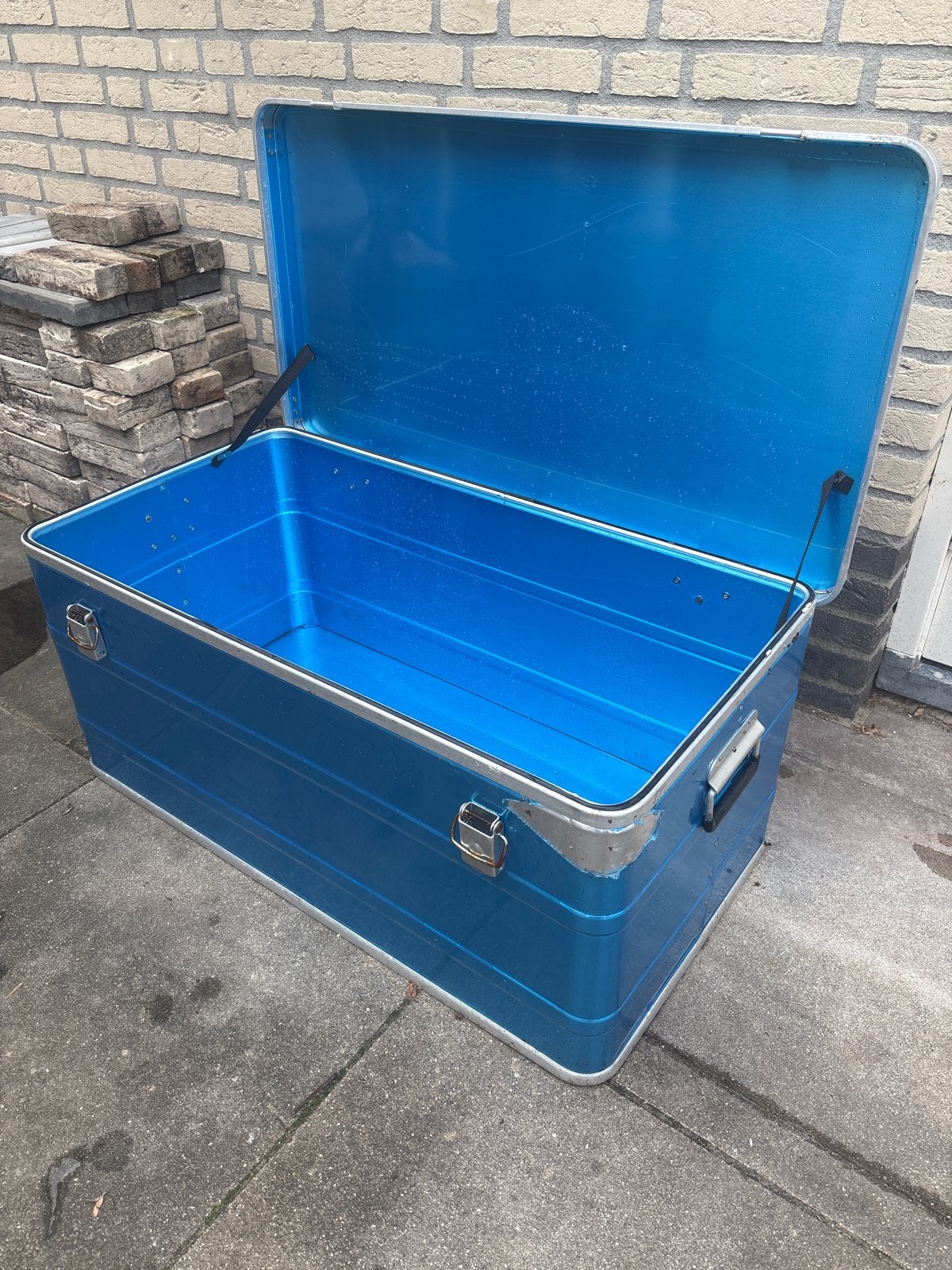 Aluminium kist - 86x45x37 cm - Blauw, Minder dan 50 cm, Gebruikt, 50 tot 100 cm, Ophalen of Verzenden
