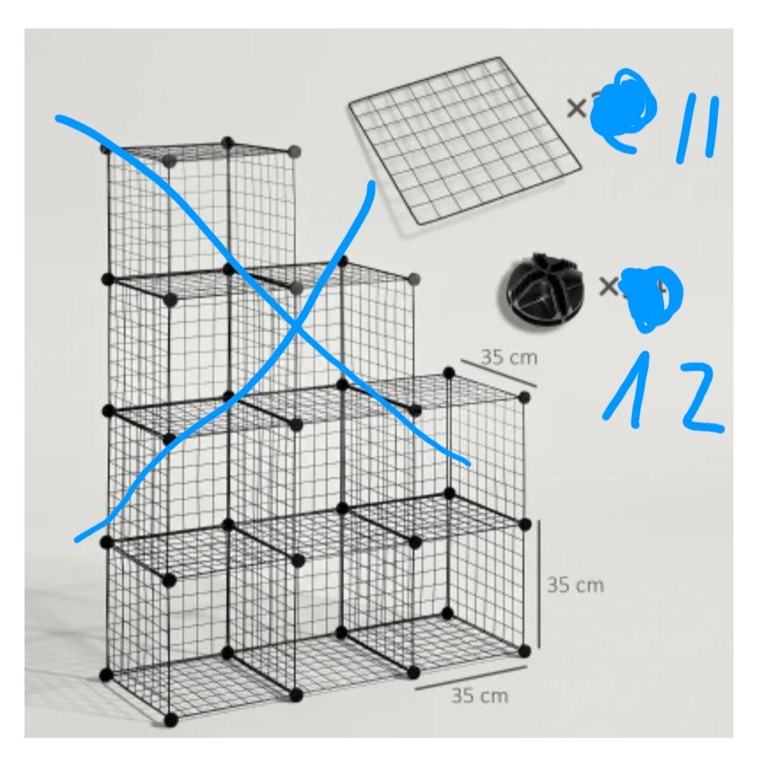 HOMCOM Kubusrek / Opbergkast - 11 panelen, 12 connectoren, Ophalen, Nieuw
